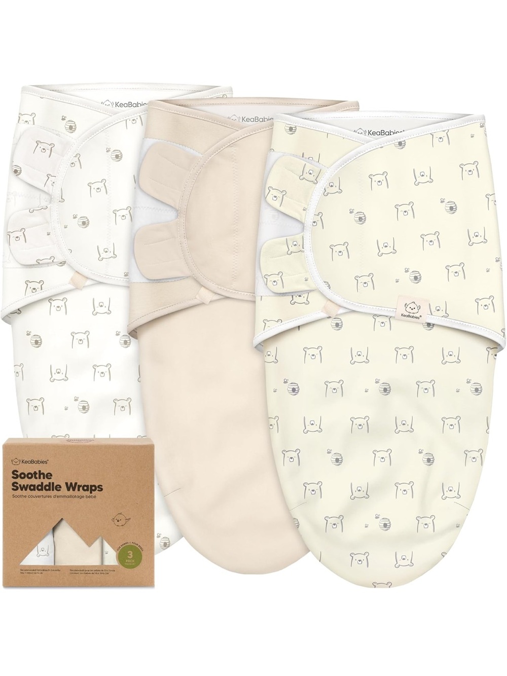 KeaBabies 3-Pack Organic Baby Swaddles for Newborns, Infant (0-6M)
